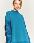 Jade By Jane Silver Studded Fringe Sleeve Top