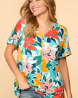 Haptics PLUS Floral Loose Fit Short Sleeve Top