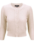 Cute Pattern Cropped Cardigan Sweater  3/4 Sleeve