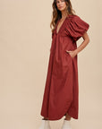 Annie Wear Smocked Puff Sleeve Midi Dress