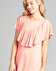 e Luna Solid Ruffle Detail Top