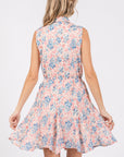 GeeGee Full Size Floral Eyelet Sleeveless Mini Dress