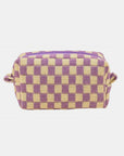 Zenana Checkered Pattern Knitted Cosmetic Pouch