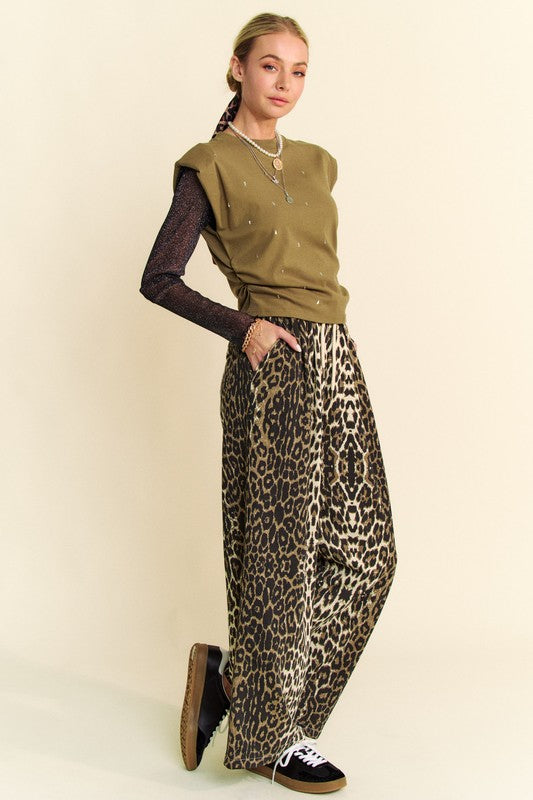 Davi &amp; Dani Leopard Wide Leg Pants