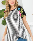 e Luna Floral Striped Mixed Top