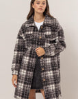 HYFVE Plaid Button Down Longline Shacket