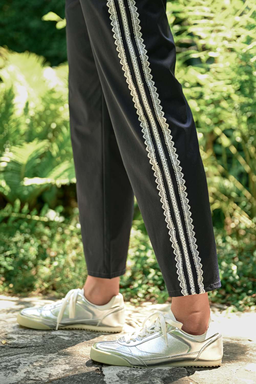 JOH Apparel Jondrea Navy Lace Trim Straight Leg Pants