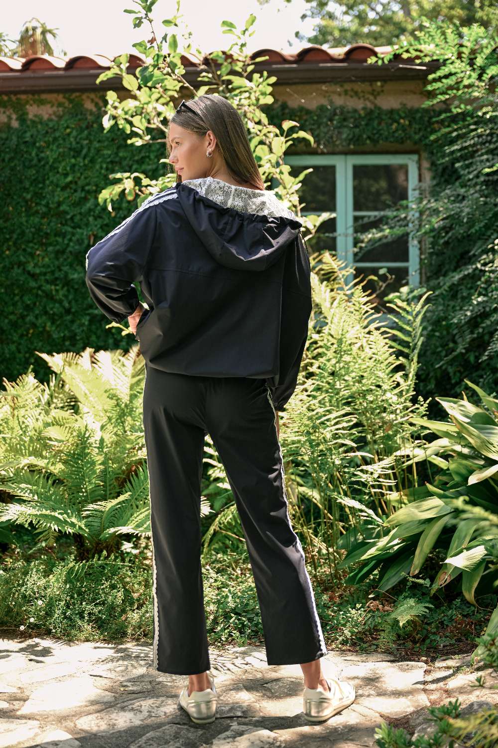 JOH Apparel Jondrea Navy Lace Trim Straight Leg Pants