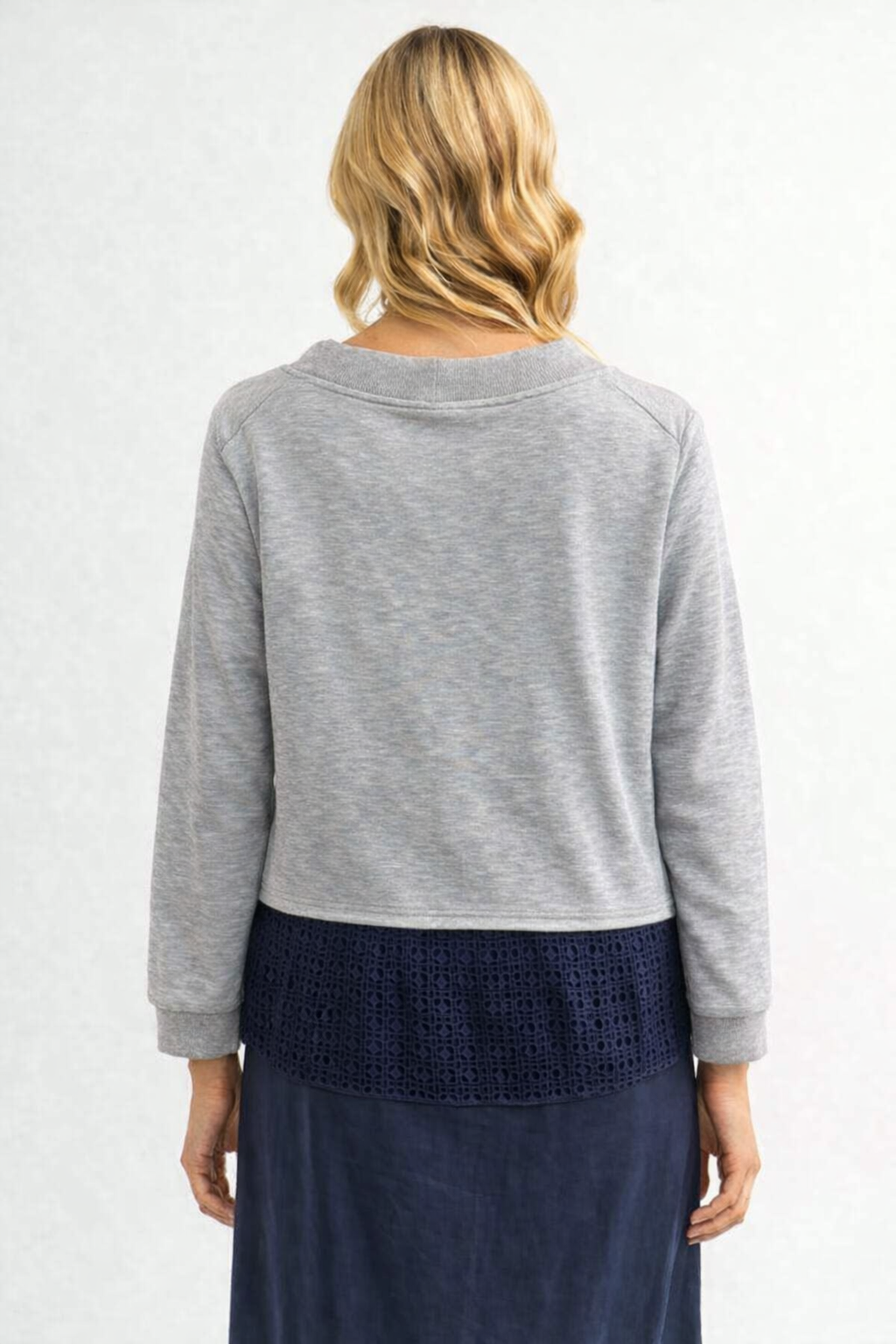 JOH Apparel Julia Heather Grey Eyelet Cardigan