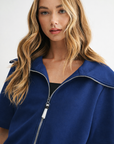 JOH Apparel Juriko Wide Collar Zip Front Knit Top