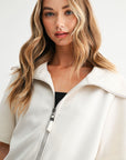 JOH Apparel Juriko Wide Collar Zip Front Knit Top