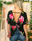 e Luna Floral Twist Back Loose Fit Top