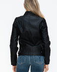 Snobbish PU Leather Biker Jacket with Side Zip Pockets