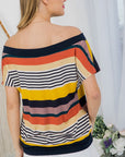 e Luna Striped Offshoulder Top