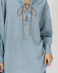 JOH Apparel Dakota Tencel Denim Lace-Up Top
