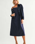 JOH Apparel Jasper Navy Square Neck Midi Dress