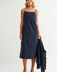 JOH Apparel Jasper Navy Square Neck Midi Dress