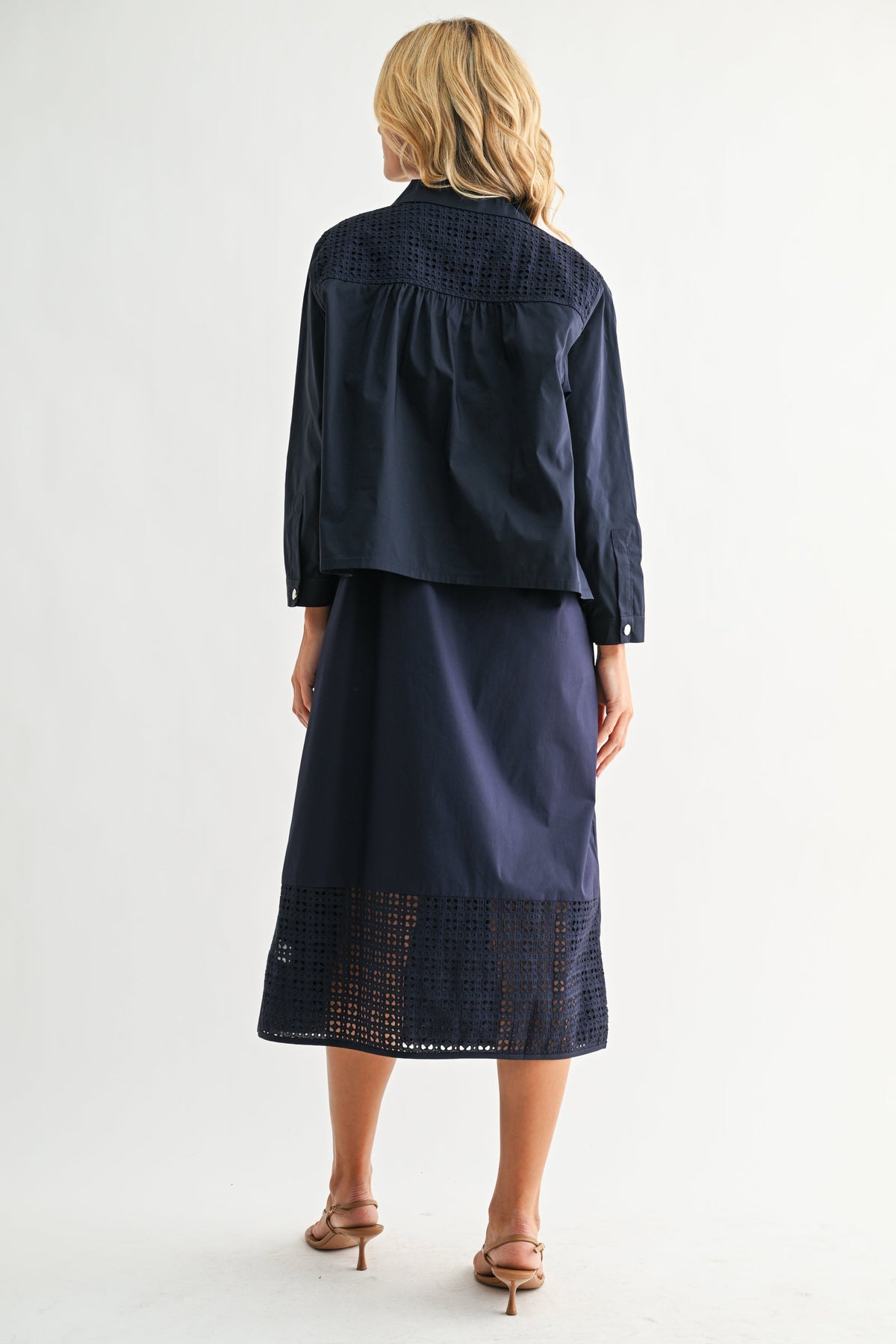 JOH Apparel Jasper Navy Square Neck Midi Dress