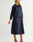 JOH Apparel Jasper Navy Square Neck Midi Dress