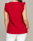 V-Neck Ruffle Sleeve Tee - My Pampered Life Seattle