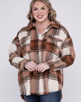 Blue B Plus Size Yarn Dyed Plaid Shirt Jacket