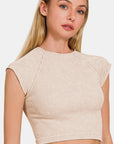 Zenana Ribbed Round Neck Cropped Top