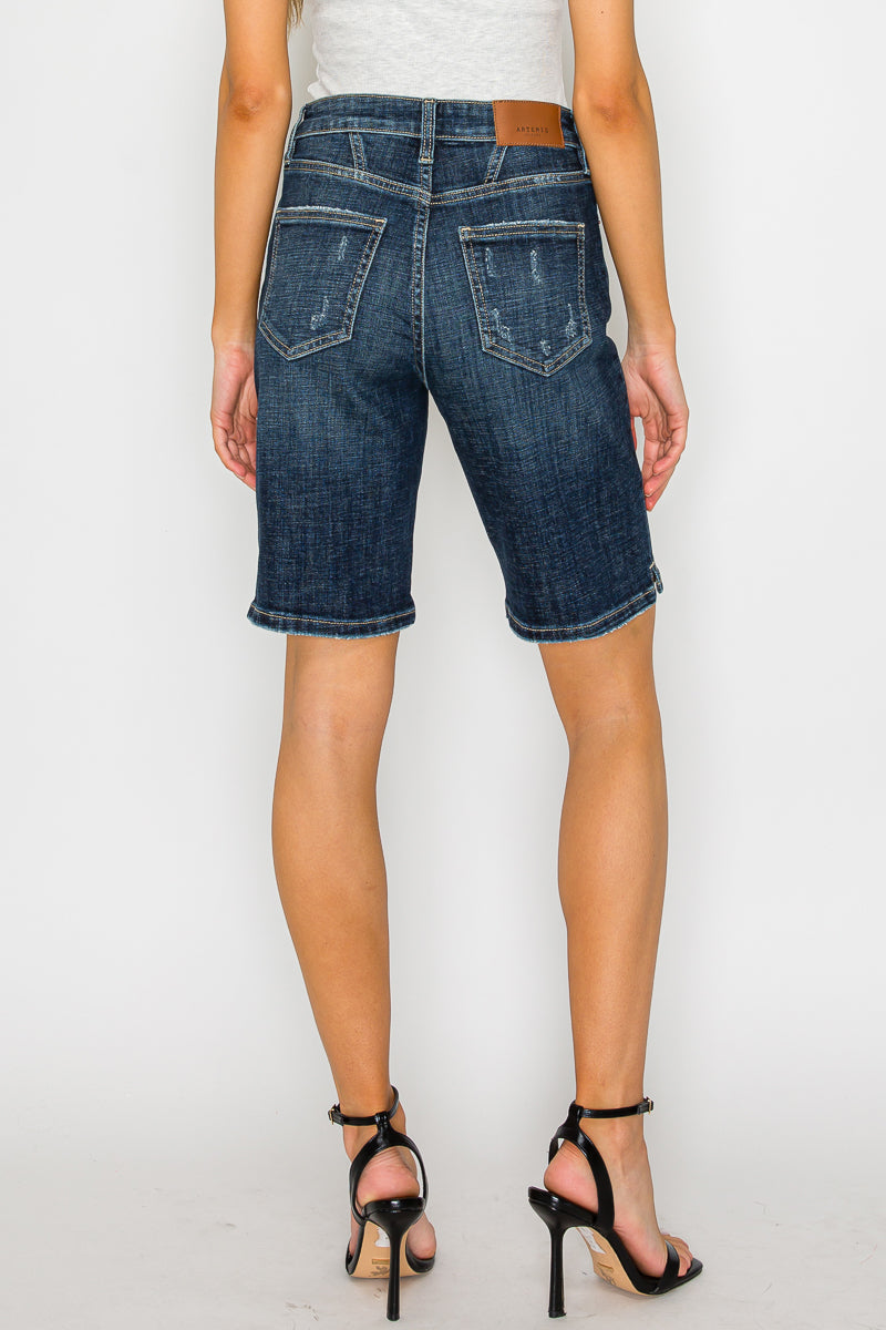 Artemis Vintage Celeste High-Rise Bermuda Denim Shorts – Dark Wash