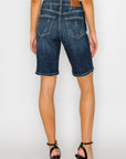Artemis Vintage Celeste High-Rise Bermuda Denim Shorts – Dark Wash