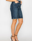 Artemis Vintage Celeste High-Rise Bermuda Denim Shorts – Dark Wash