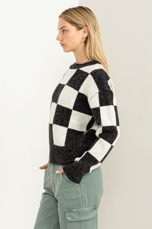 HYFVE Weekend Chills Checkered Long Sleeve Sweater