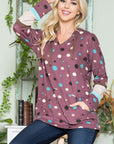 Celeste Full Size Polka Dot Drawstring Hoodie