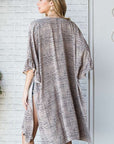 Jade By Jane Natural Geo Print Mid Sleeeve Kimono PLUS