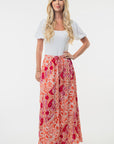 White Birch Full Size High Waisted Floral Woven Skirt