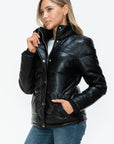 YMI Pocketed Zip Up Turtleneck Puffer Jacket