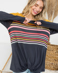 e Luna PLUS Stripe Mix Colorblock Top