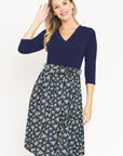 Surplice Floral Sash Midi Dress