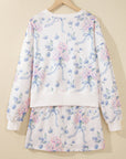 Floral Long Sleeve Top & Elastic Waist Skort Set