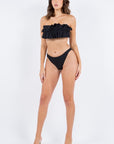 2 Piece Tube Top with Ruched Ruffle Bikini