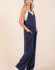 Mittoshop Patch Pocket Wide Leg Sleeveless Jumpsuit