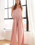 ADORA Square Neck Wide Leg Overalls with Pockets