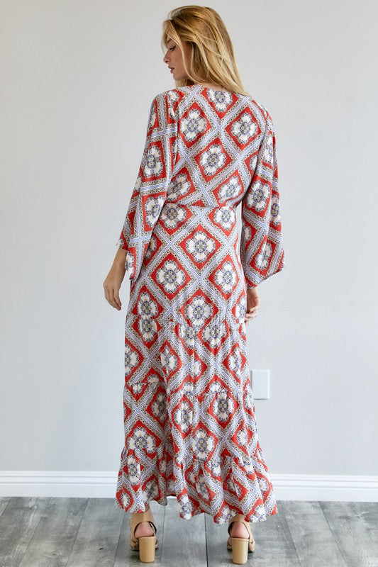 Davi &amp; Dani Printed Long Sleeve Loose Kimono - Online Only