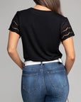 Embroidered Eyelet Sleeve Tee - Online Only