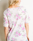 e Luna Floral Print Triblend Top