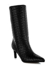 Mentha Woven Faux Leather Boots