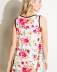 e Luna Striped Floral Mix Tank