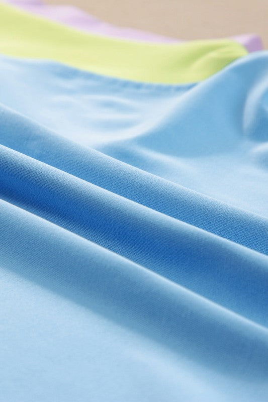 Colorblock Cap Sleeve Tee and Pants Set