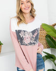 Plus Sage Floral Mixed Colorblock Top - Online Only - My Pampered Life Seattle