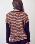 Jade by Jane Striped Animal Print Long Sleeve Top