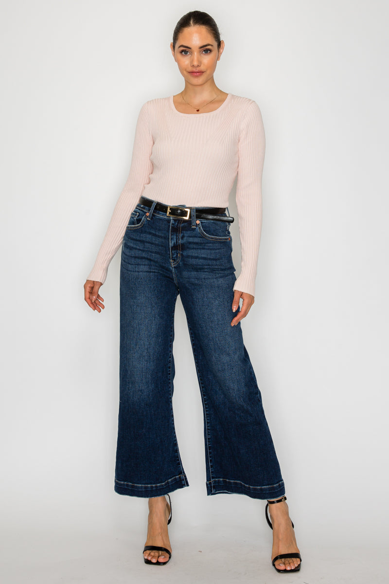 Artemis Vintage Camille High Rise Cropped Palazzo Jeans