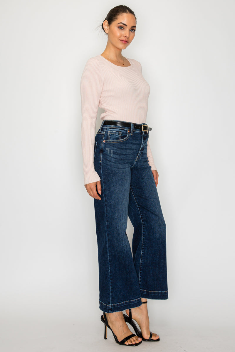Artemis Vintage Camille High Rise Cropped Palazzo Jeans
